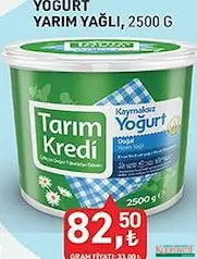 TARIM KREDİ YARIM YAĞLI YOĞURT 2500 G fiyat ve kampanya bilgisi